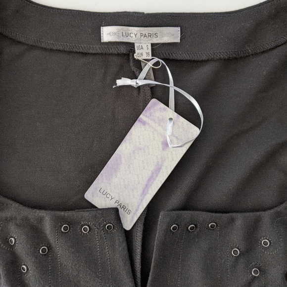 Lucy Paris Embroidery & Stud Embellished Bodycon Dress in Black,  S NWT - Picture 2 of 7